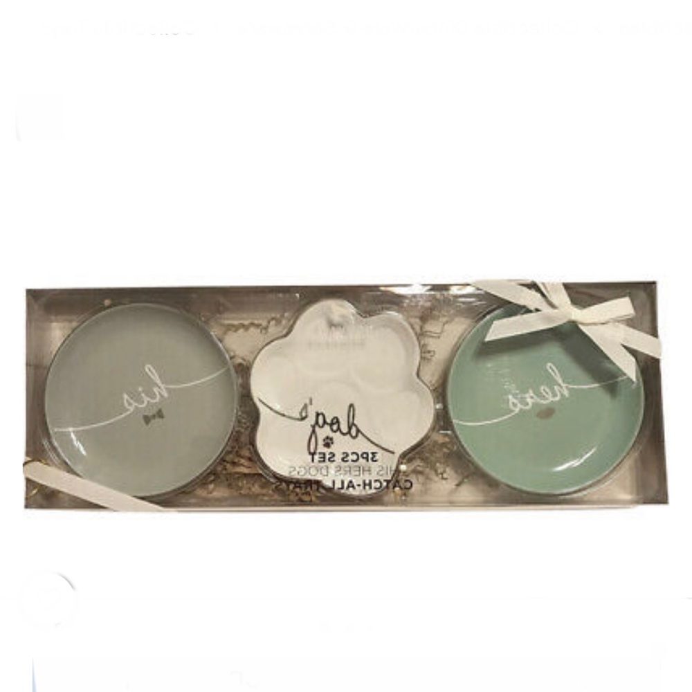 Doghaus His Hers Cats Catch All Small Ceramic Trays